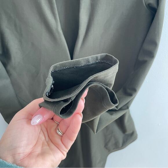 ALIX NYC | Women’s Hewlett Bodysuit Pine Green Turtleneck Open Plunge Deep V Top - Picture 5 of 10